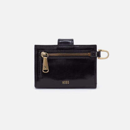 Jean Accordian Card Case In Polished Leather - Black | HOBO Exclusive