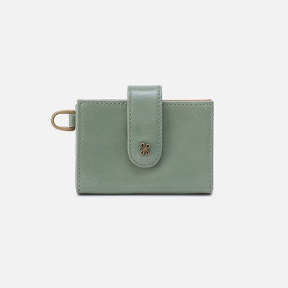 Jean Accordian Card Case In Polished Leather - Jade | HOBO New