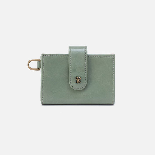 Jean Accordian Card Case In Polished Leather - Jade | HOBO New