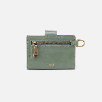 Jean Accordian Card Case In Polished Leather - Jade | HOBO New