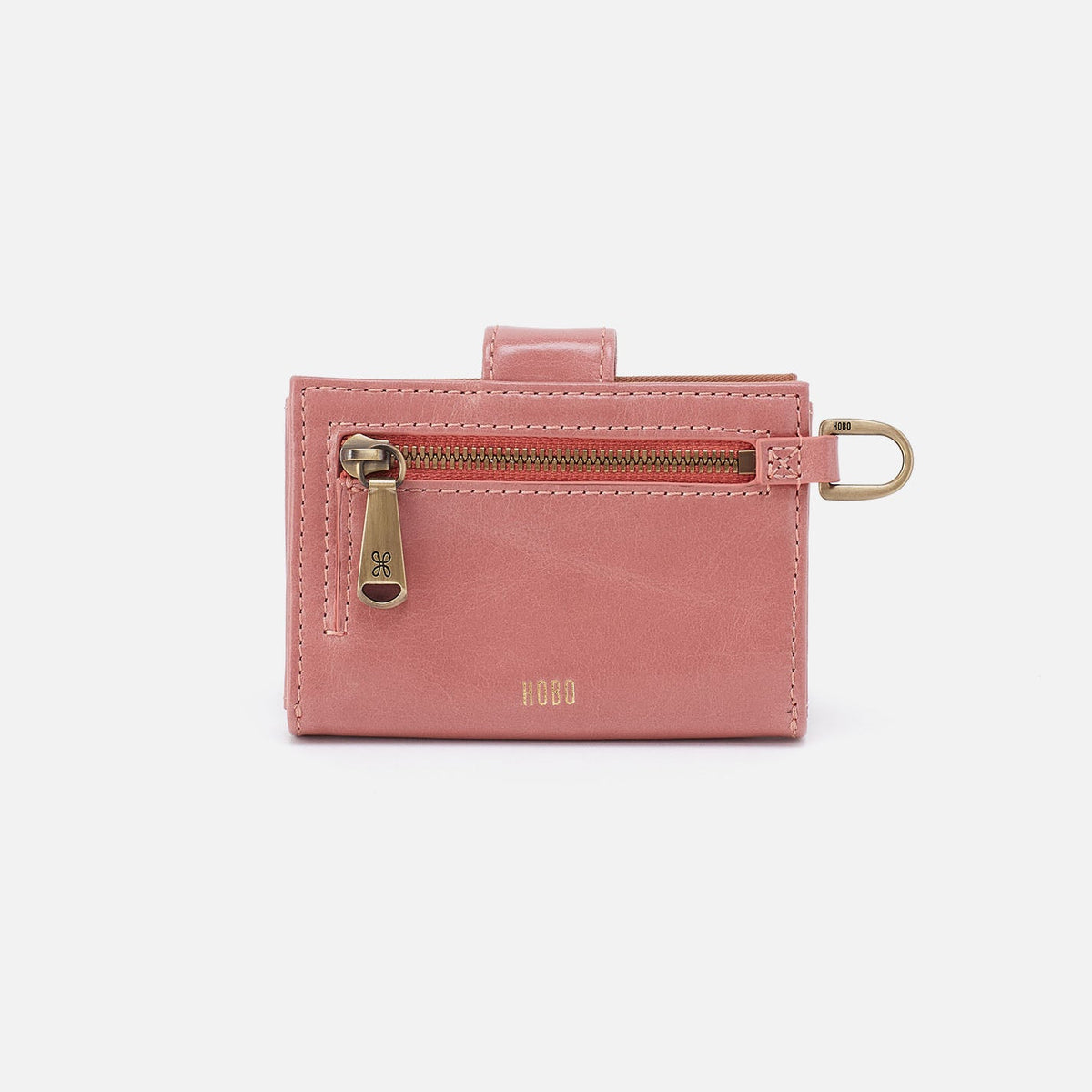 Jean Accordian Card Case In Polished Leather - Rose | HOBO Latest