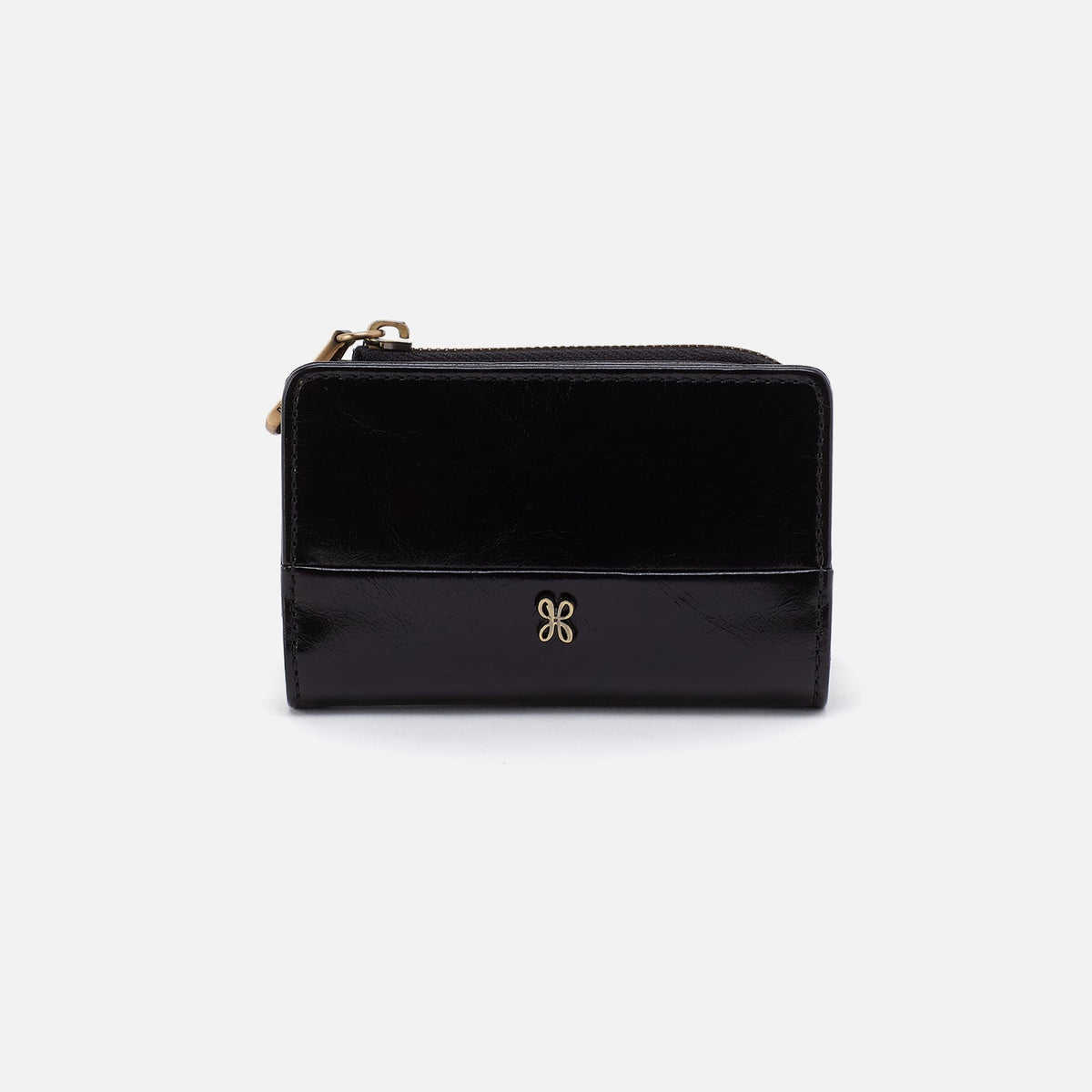 Jill Card Case In Polished Leather - Black | HOBO Exclusive