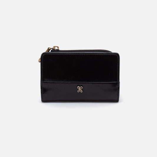 Jill Card Case In Polished Leather - Black | HOBO Exclusive