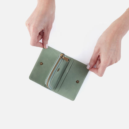 Jill Card Case In Polished Leather - Jade | HOBO Trusted