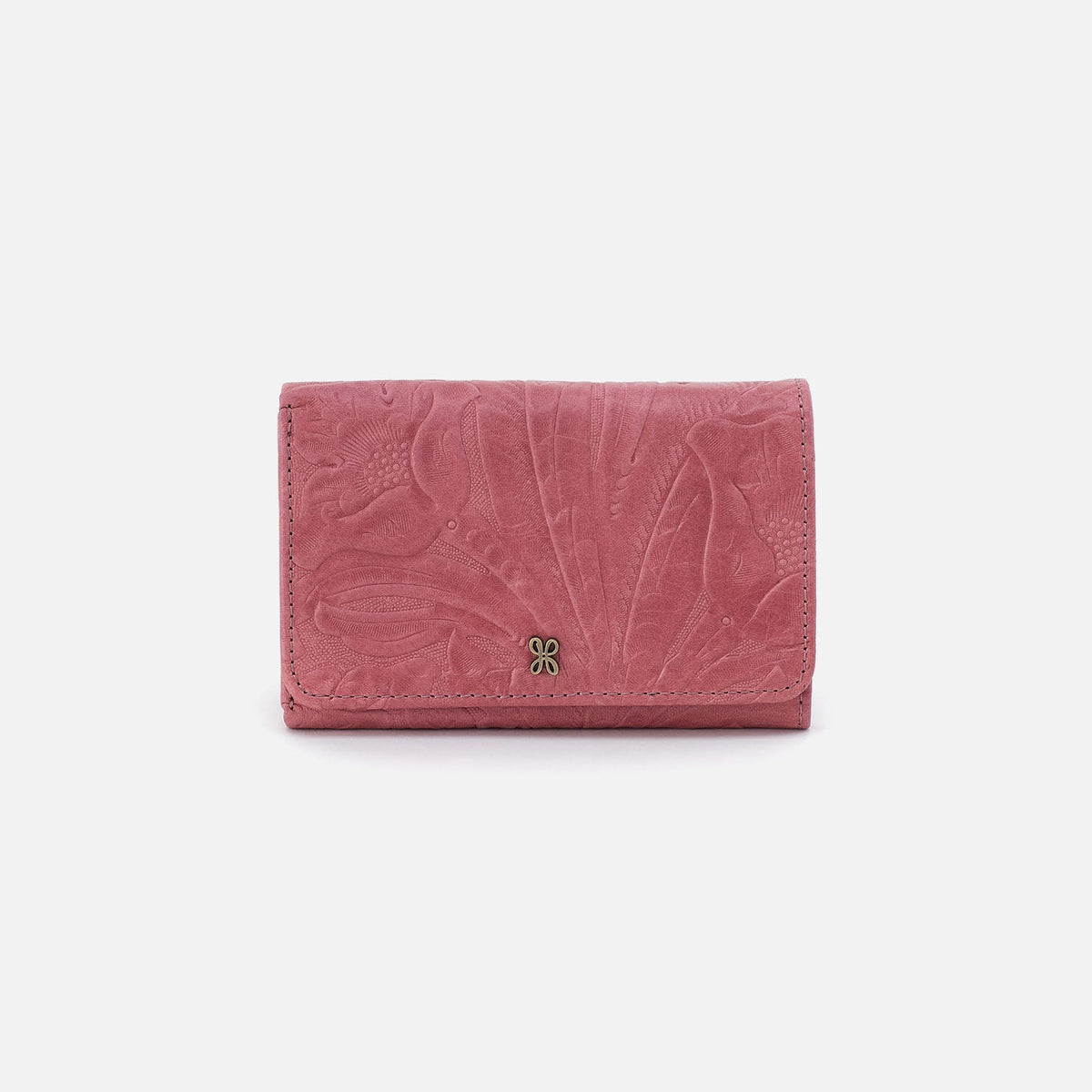 Jill Trifold Wallet In Tooled Embossed Leather - Mauve Tooled Emboss | HOBO Discount