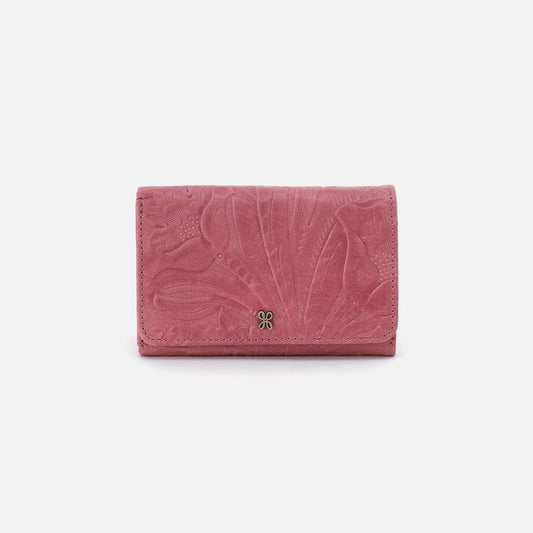 Jill Trifold Wallet In Tooled Embossed Leather - Mauve Tooled Emboss | HOBO Discount