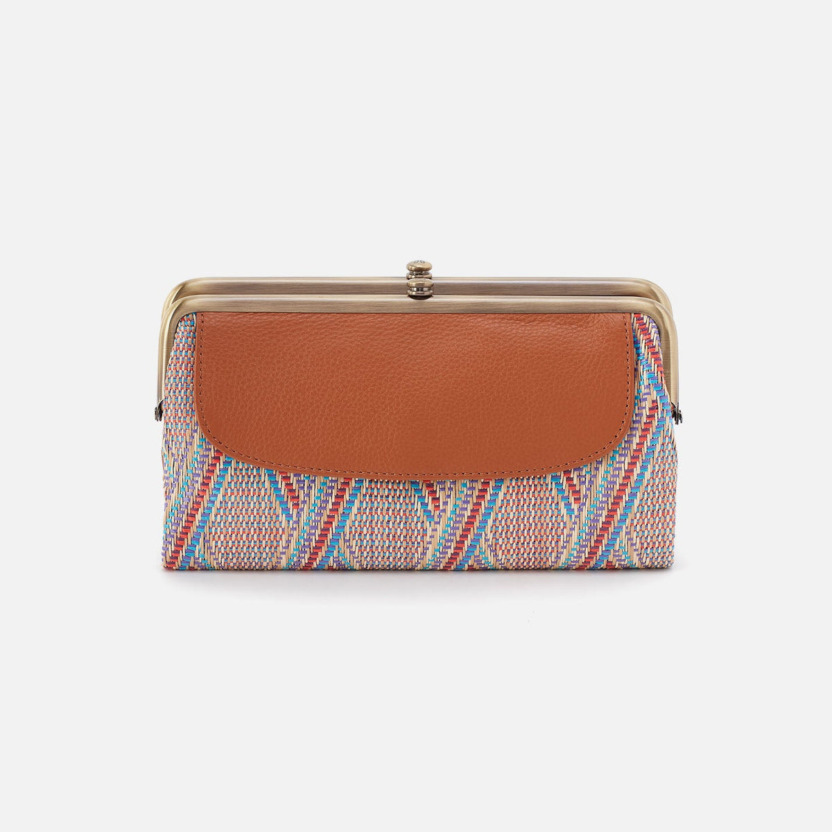 Lauren Clutch-Wallet In Multi Weave With Leather Trim - Sunset Raffia | HOBO Classic