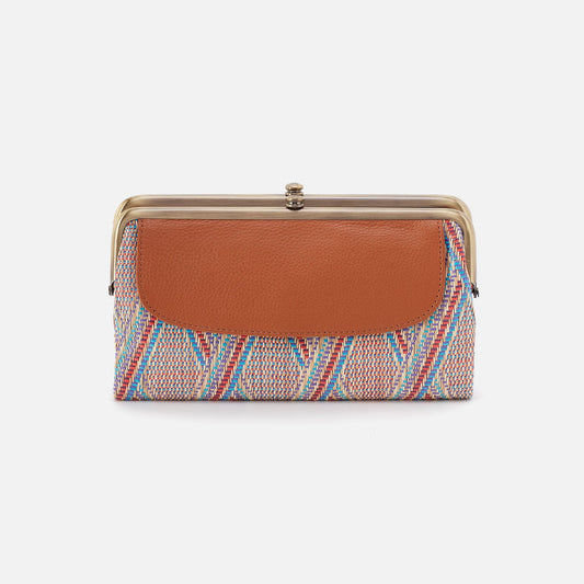 Lauren Clutch-Wallet In Multi Weave With Leather Trim - Sunset Raffia | HOBO Classic