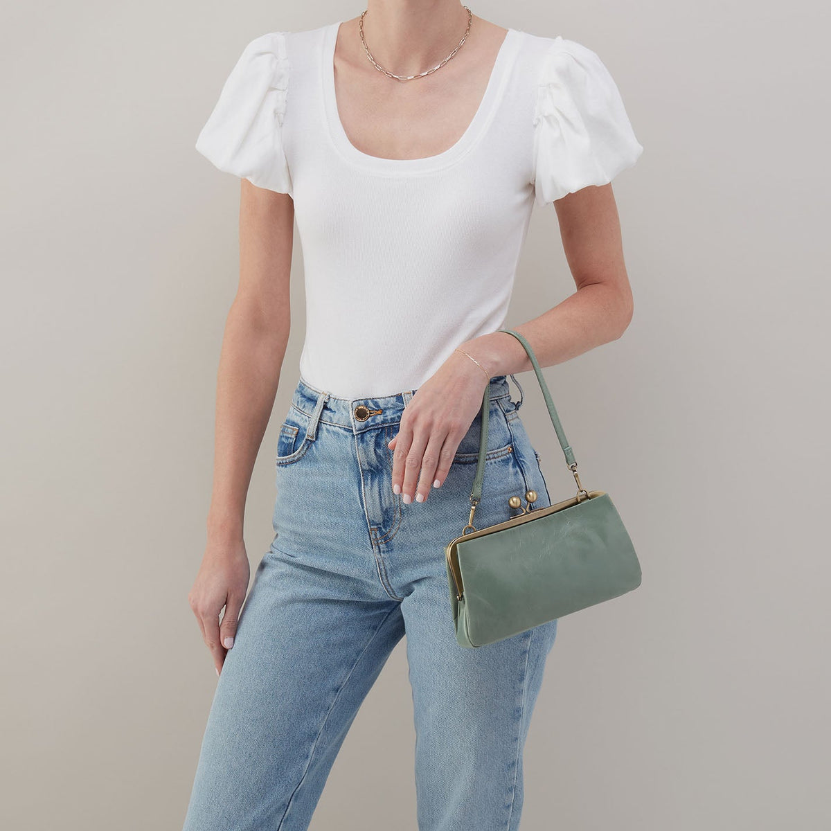 Lauren Frame Crossbody In Polished Leather - Jade | HOBO Hot Sale