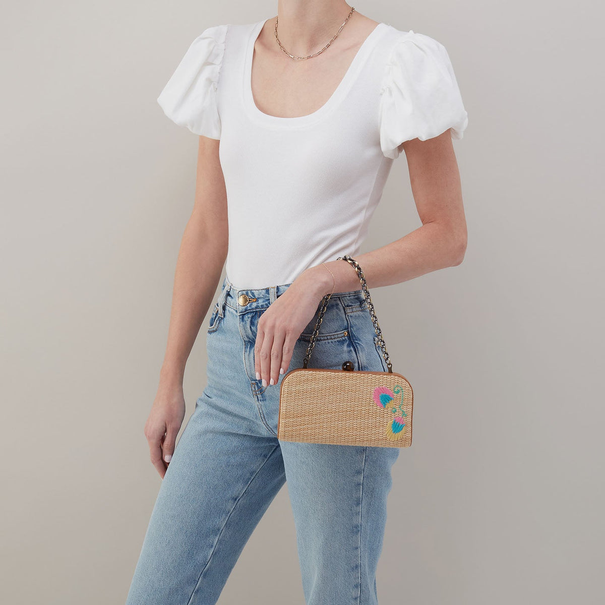Lauren Minaudiere In Woven Straw - Natural Straw | HOBO Top Pick
