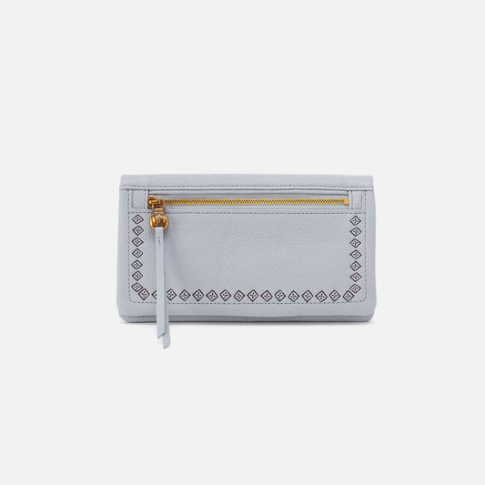 Lumen Continental Wallet In Pebbled Leather - Blue Pearl | HOBO Premium