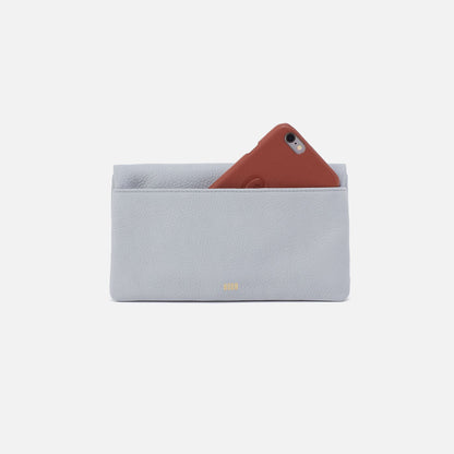 Lumen Continental Wallet In Pebbled Leather - Blue Pearl | HOBO Premium