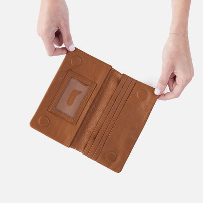 Lumen Continental Wallet In Pebbled Leather - Warm Honey | HOBO Recommended