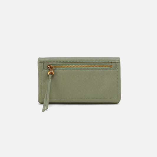 Lumen Continental Wallet In Pebbled Leather - Watercress | HOBO Exclusive
