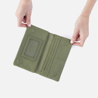 Lumen Continental Wallet In Pebbled Leather - Watercress | HOBO Exclusive