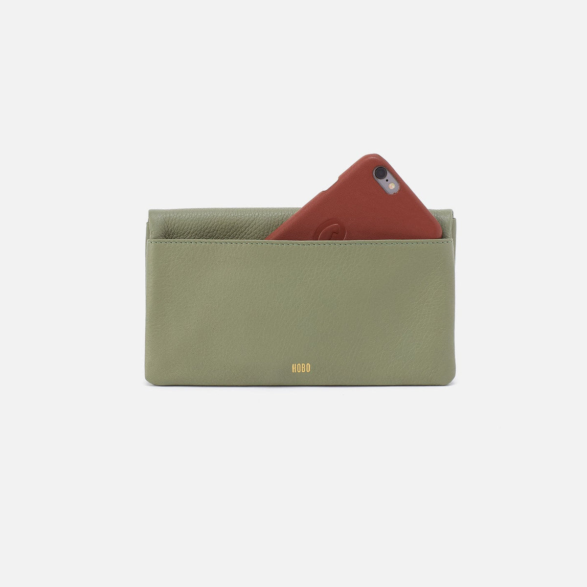 Lumen Continental Wallet In Pebbled Leather - Watercress | HOBO Exclusive