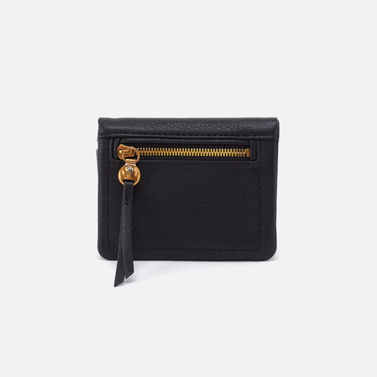 Lumen Mini Wallet In Pebbled Leather - Black | HOBO Classic