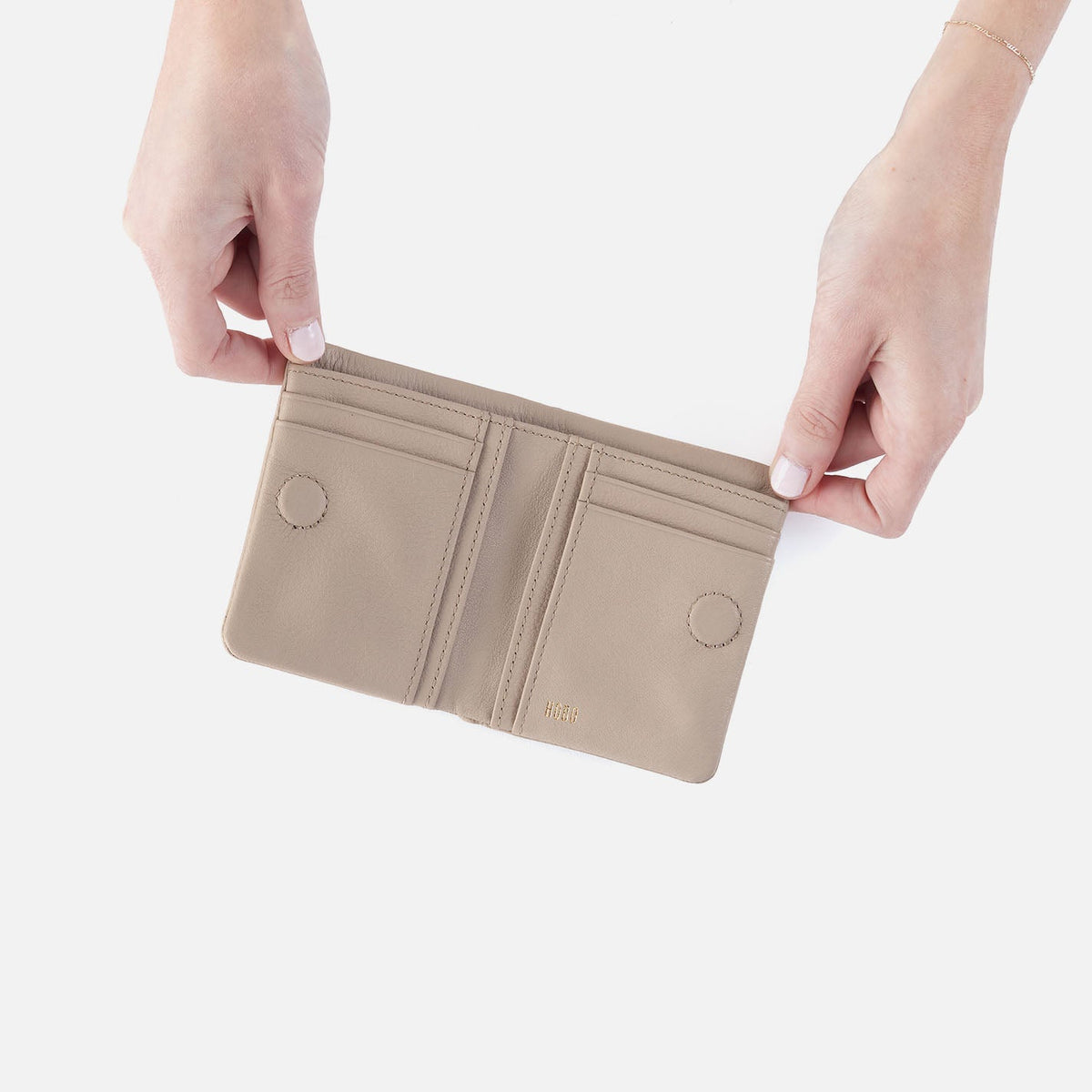 Lumen Mini Wallet In Pebbled Leather - Taupe | HOBO Featured
