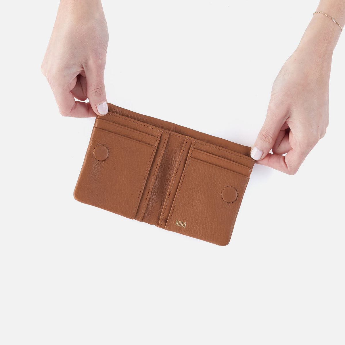 Lumen Mini Wallet In Pebbled Leather - Warm Honey | HOBO Signature