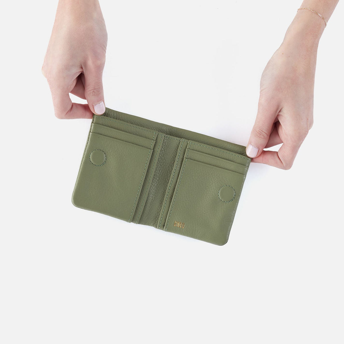 Lumen Mini Wallet In Pebbled Leather - Watercress | HOBO Popular