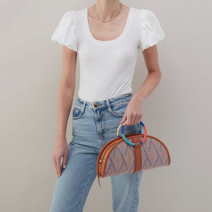 Luna Clutch In Multi Weave With Leather Trim - Sunset Raffia | HOBO Great Value
