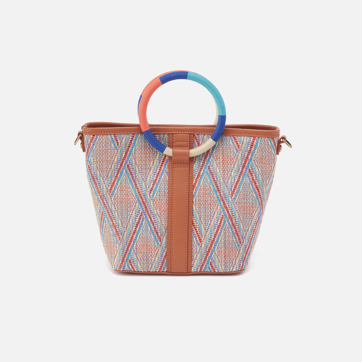 Luna Small Tote In Multi Weave With Leather Trim - Sunset Raffia | HOBO Quality