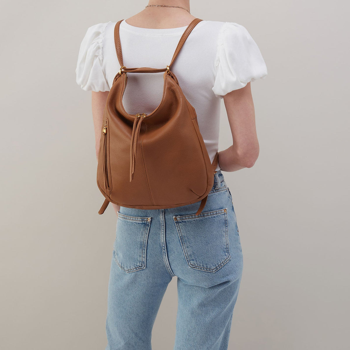Merrin Convertible Backpack In Pebbled Leather - Warm Honey | HOBO Special Offer