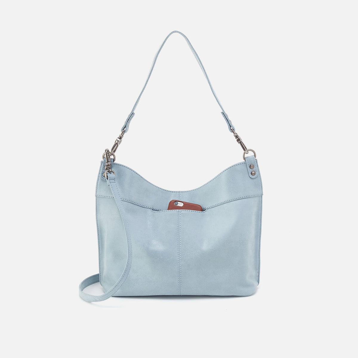 Pier Shoulder Bag In Buffed Leather - Sky | HOBO Sale