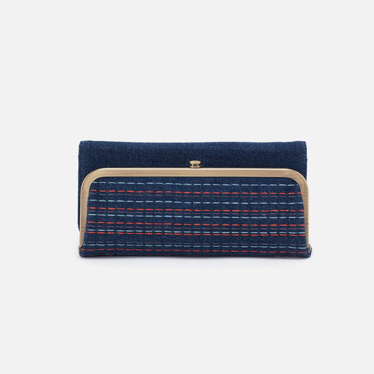 Rachel Continental Wallet In Denim Fabric - Dark Denim | HOBO Classic