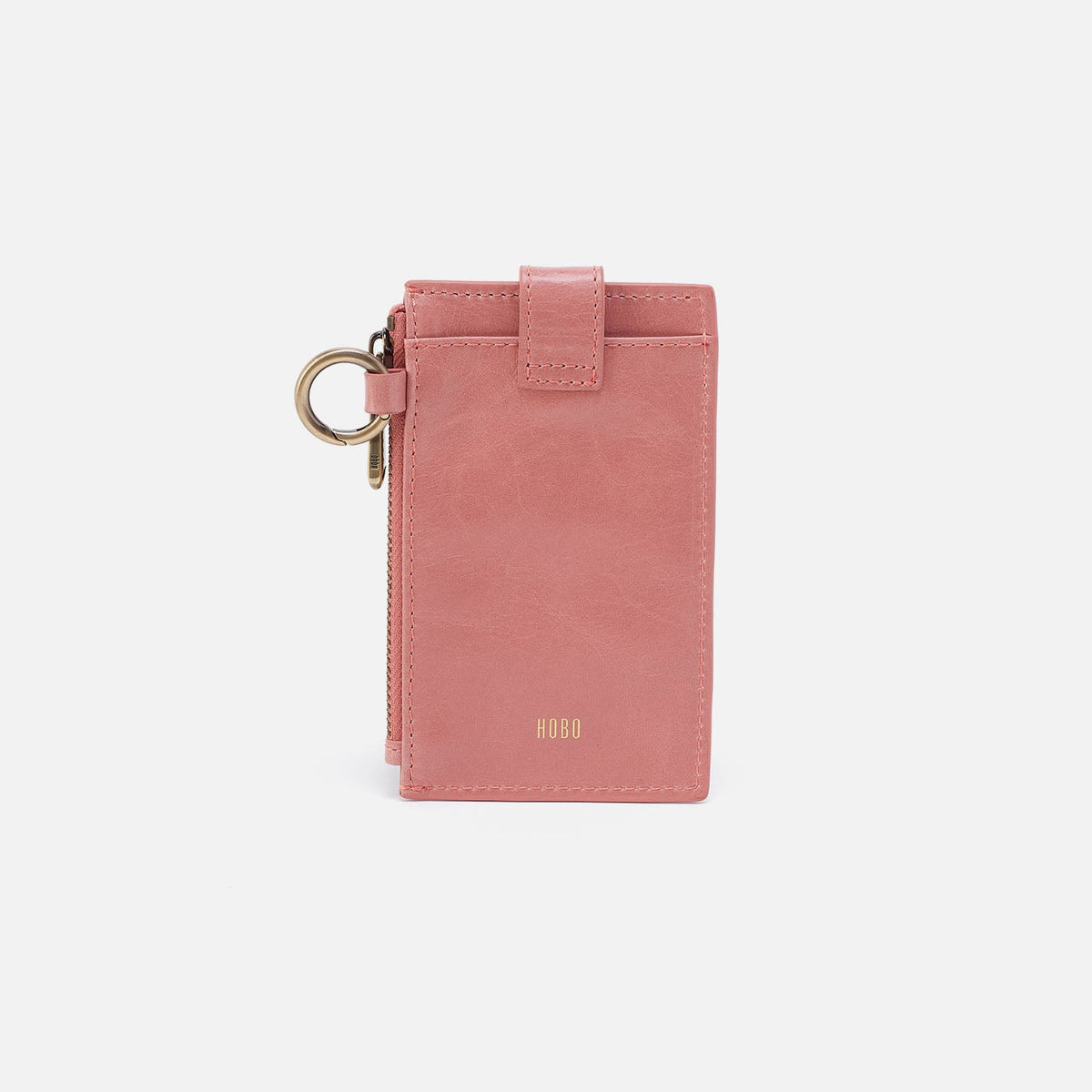 Ring Credit Card Wristlet In Polished Leather - Rose | HOBO Deals