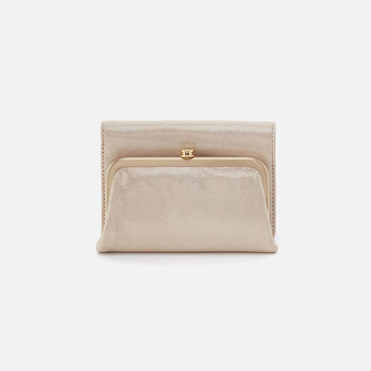 Robin Compact Wallet In Metallic Leather - Sand Shimmer | HOBO Top Pick
