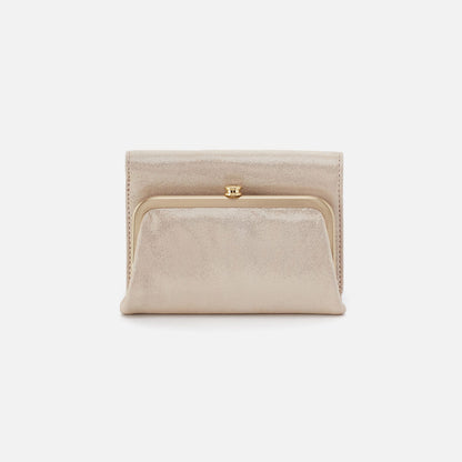 Robin Compact Wallet In Metallic Leather - Sand Shimmer | HOBO Top Pick
