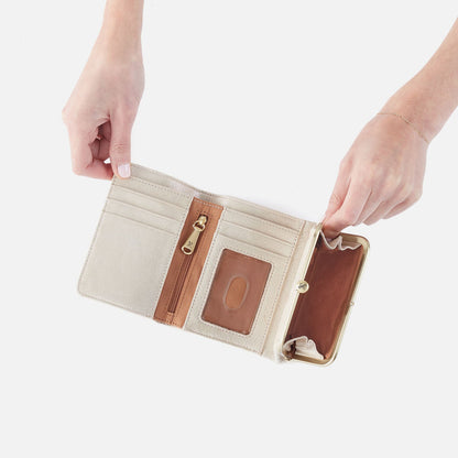 Robin Compact Wallet In Metallic Leather - Sand Shimmer | HOBO Top Pick