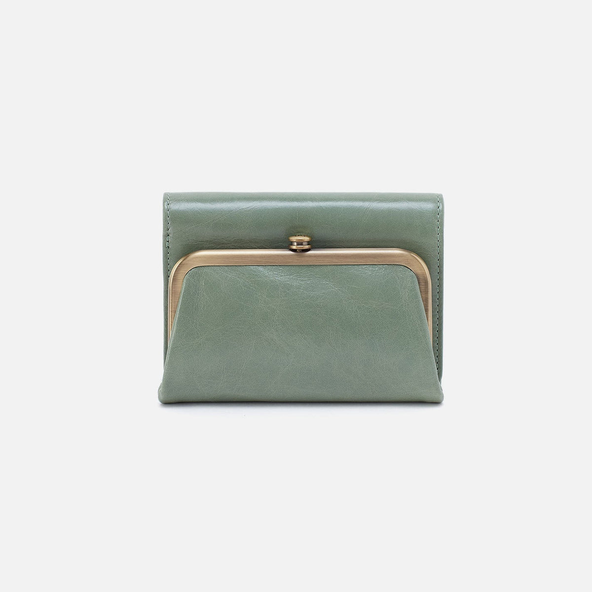 Robin Compact Wallet In Polished Leather - Jade | HOBO Signature