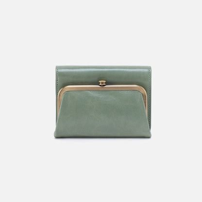 Robin Compact Wallet In Polished Leather - Jade | HOBO Signature