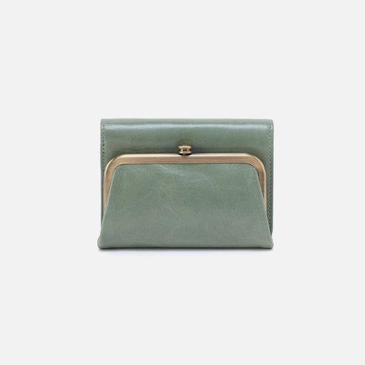 Robin Compact Wallet In Polished Leather - Jade | HOBO Signature