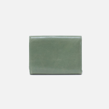Robin Compact Wallet In Polished Leather - Jade | HOBO Signature