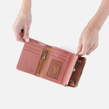 Robin Compact Wallet In Polished Leather - Rose | HOBO Premium