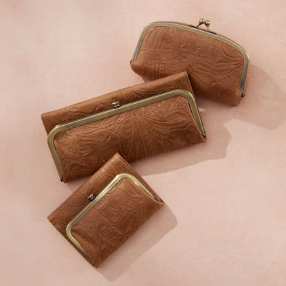 Robin Compact Wallet In Tooled Embossed Leather - Saddle Tooled Emboss | HOBO Latest