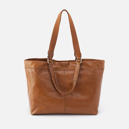 Romy Max Tote In Polished Leather - Truffle | HOBO Quality