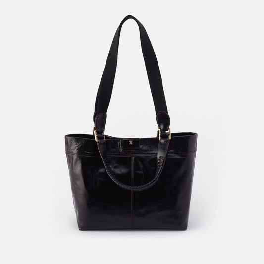 Romy Medium Tote In Polished Leather - Black | HOBO Deals