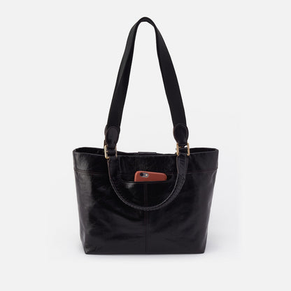 Romy Medium Tote In Polished Leather - Black | HOBO Deals