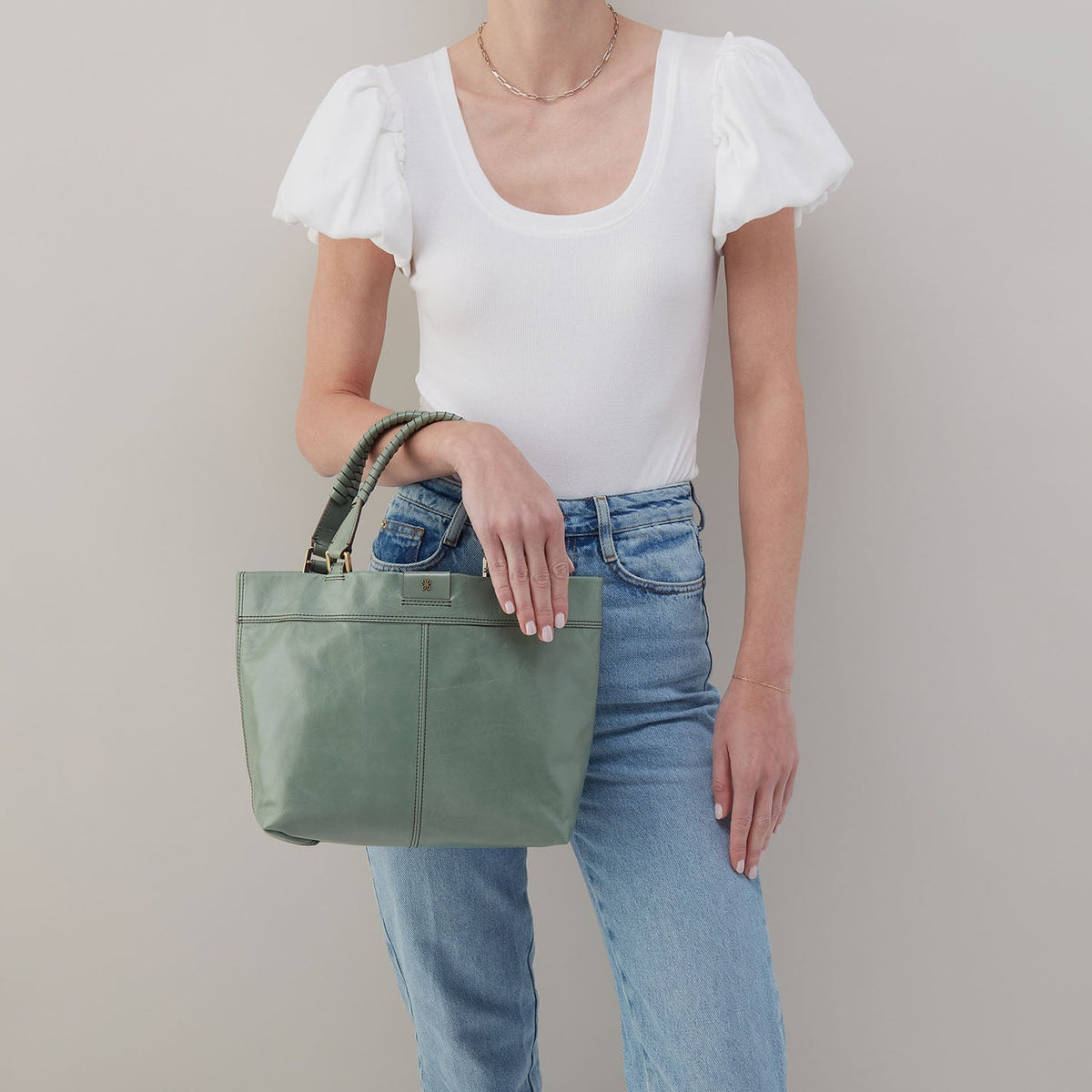 Romy Medium Tote In Polished Leather - Jade | HOBO Sale