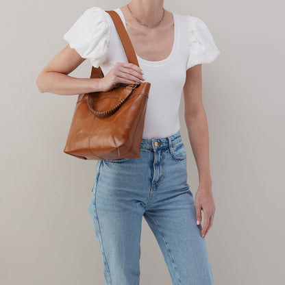 Romy Medium Tote In Polished Leather - Truffle | HOBO Smart Buy