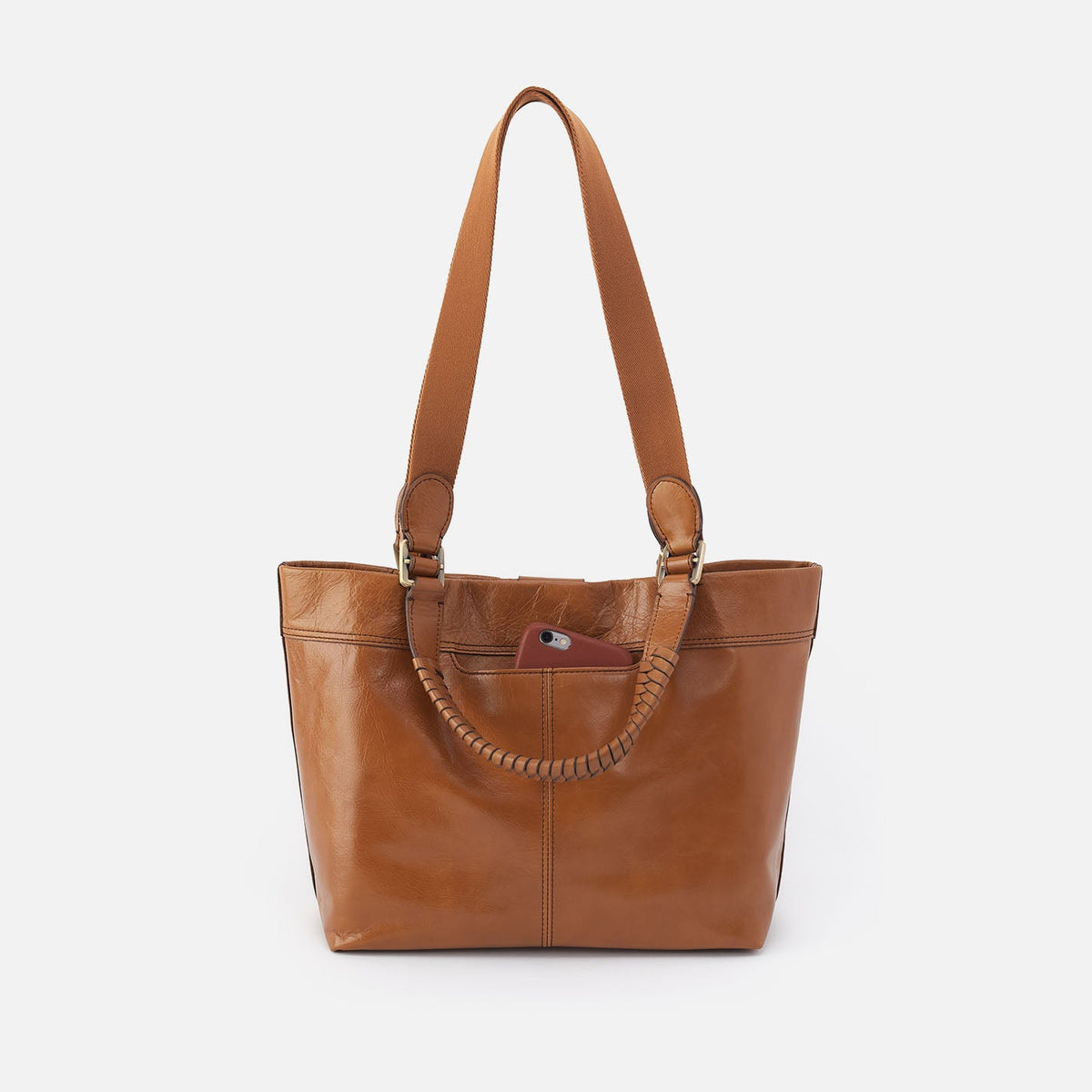 Romy Medium Tote In Polished Leather - Truffle | HOBO Smart Buy