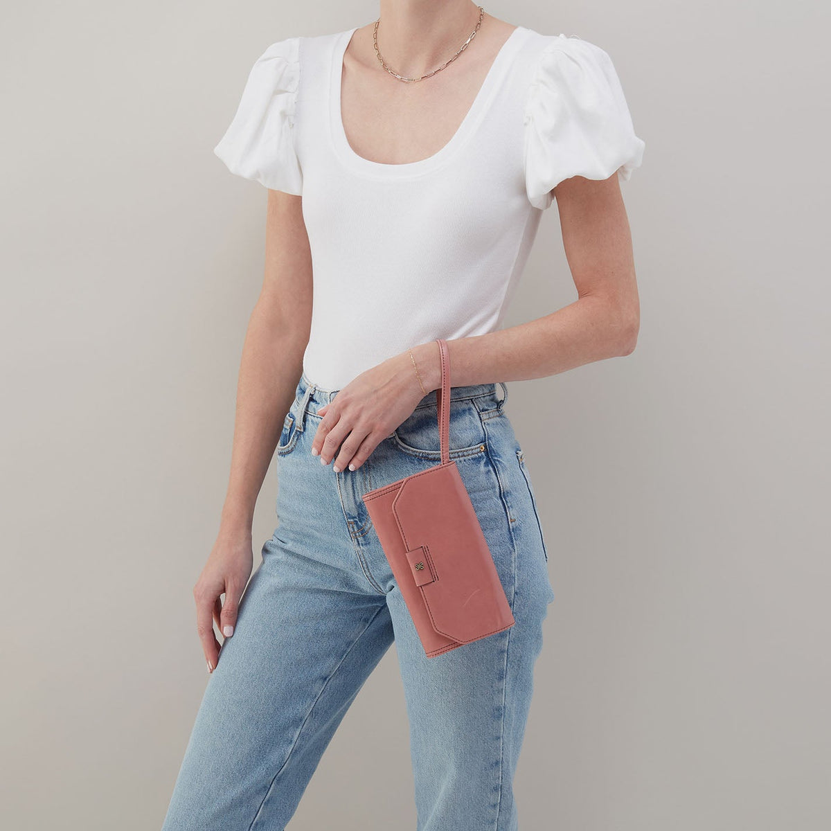 Romy Wallet Crossbody In Polished Leather - Rose | HOBO Great Value