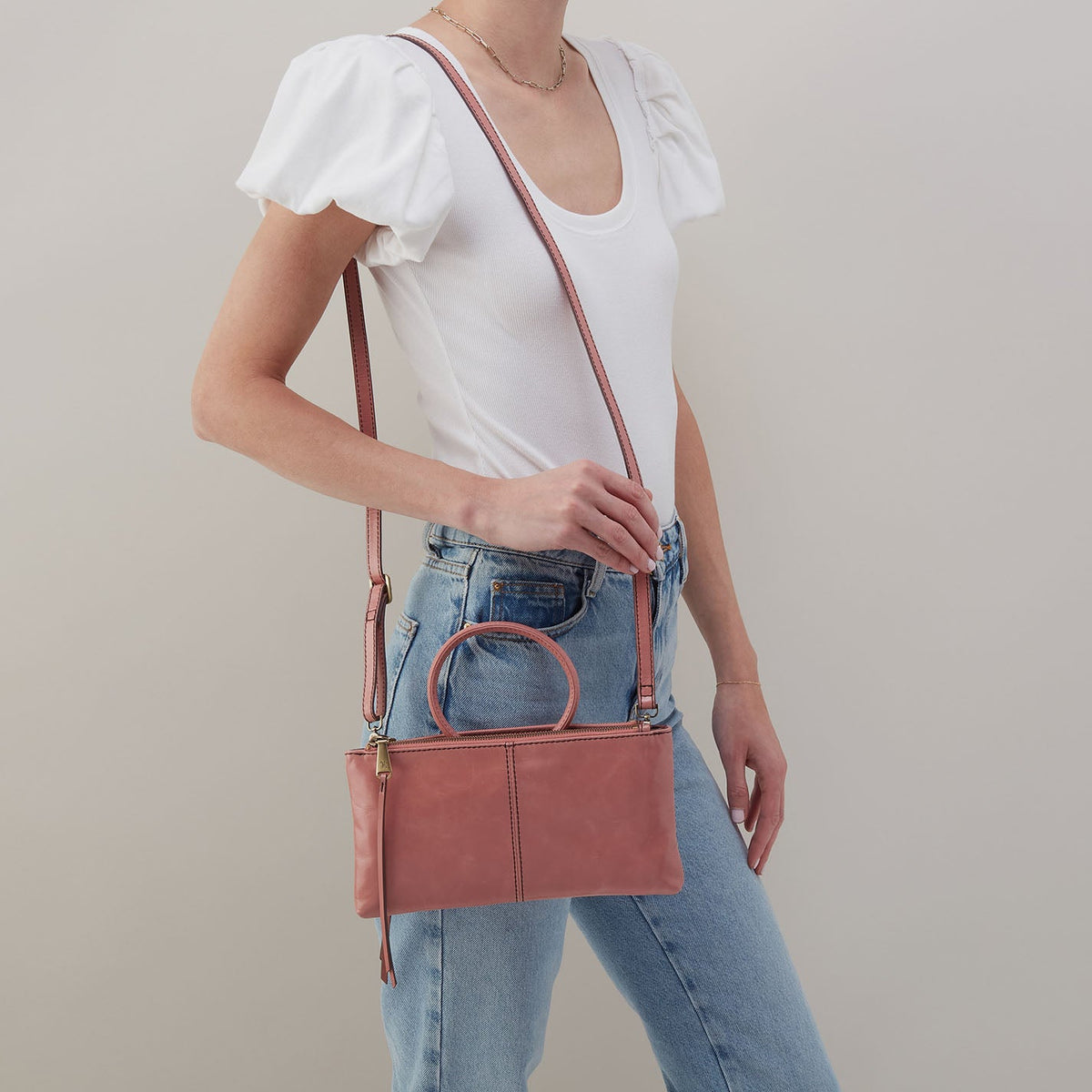 Sable Crossbody In Polished Leather - Rose | HOBO Special Offer