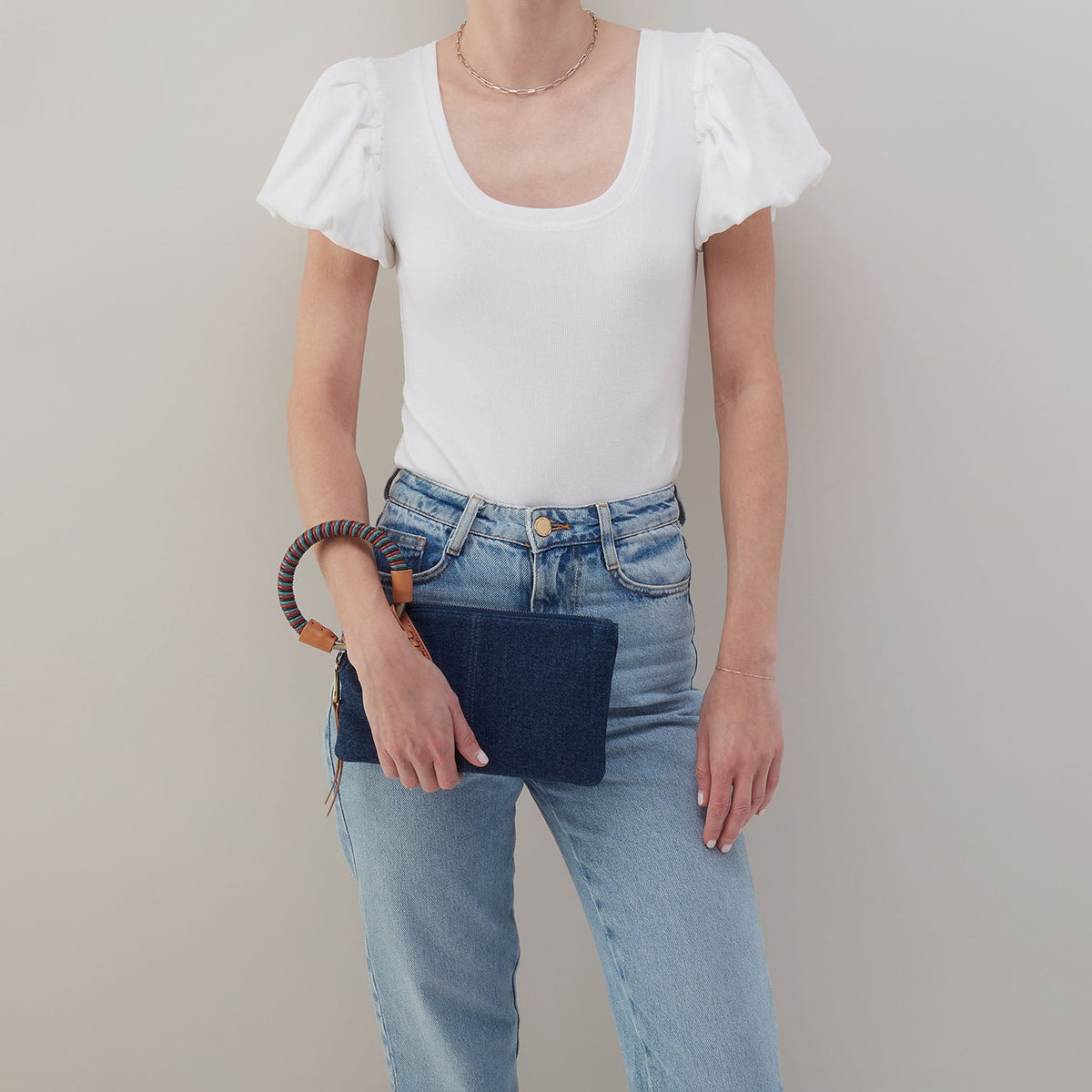 Sable Wristlet In Denim Fabric - Dark Denim | HOBO Sale