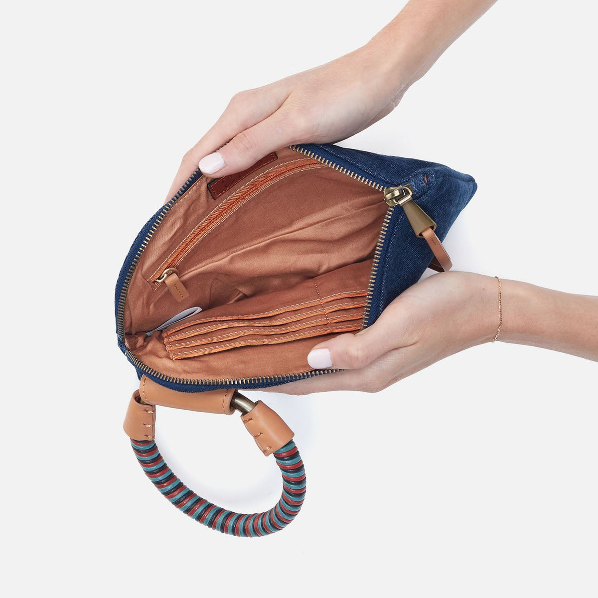 Sable Wristlet In Denim Fabric - Dark Denim | HOBO Sale