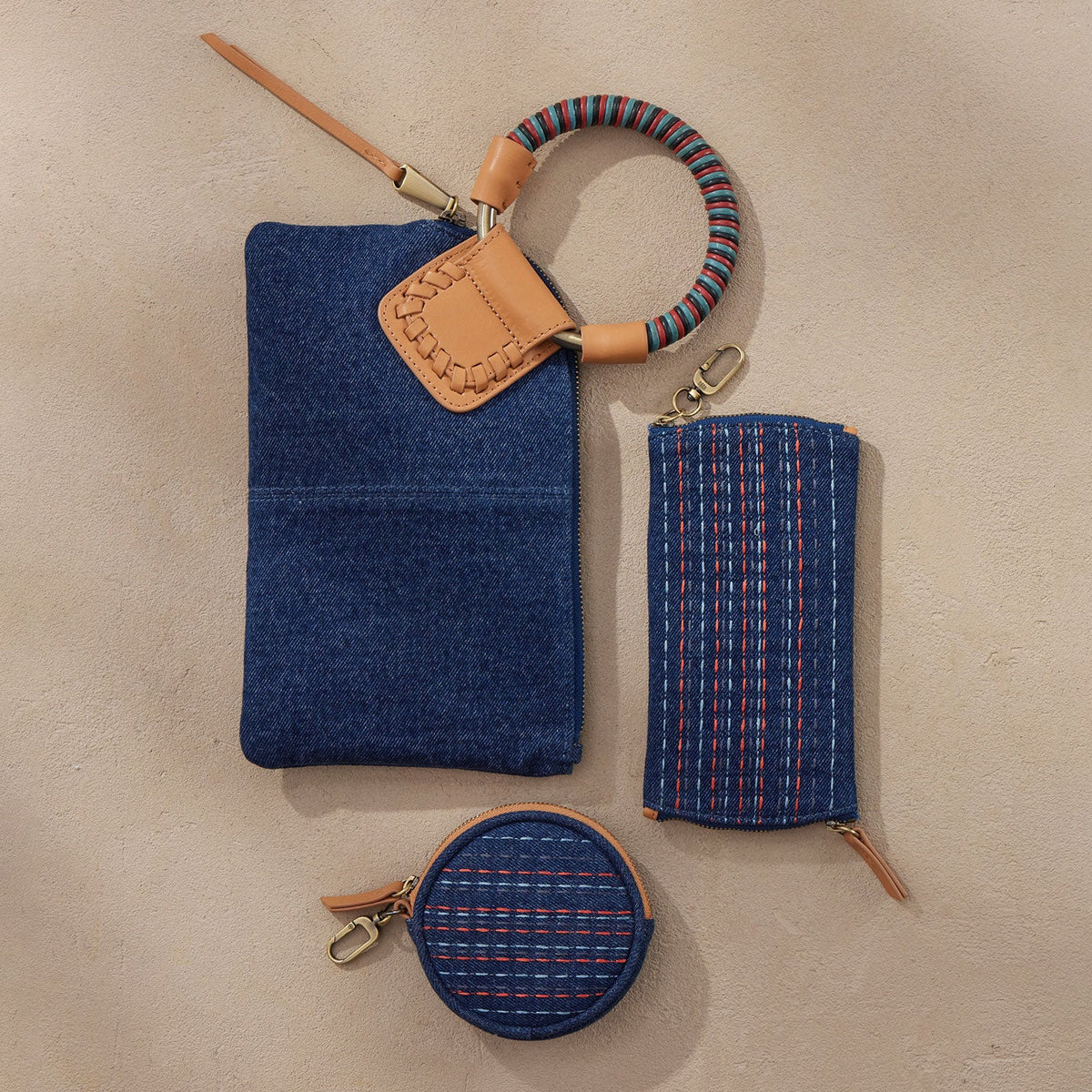 Sable Wristlet In Denim Fabric - Dark Denim | HOBO Sale